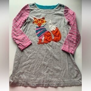 Mini Boden Fox Embroidered Appliqué Dress 5/6